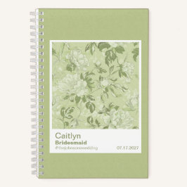 Bridesmaid Green Floral Pattern Swatch Notizbuch