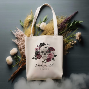 Bridesmaid Halloween Gothic Floral Skull Hochzeit Tragetasche