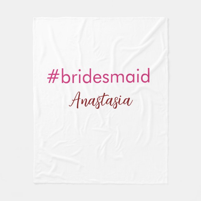 Bridesmaid Hashtag hellrosa fügen Name Brautstamm Fleecedecke (Vorderseite)
