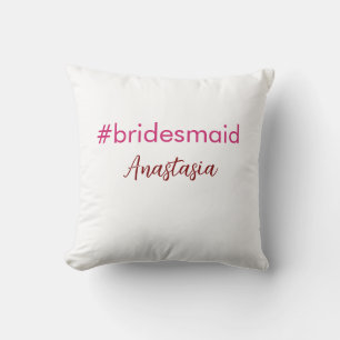 Bridesmaid Hashtag hellrosa fügen Name Brautstamm Kissen