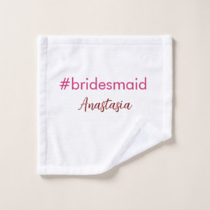 Bridesmaid Hashtag hellrosa fügen Name Brautstamm Waschlappen