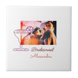 Bridesmaid hinzufügen Namen Cocktail Glas Koralle Fliese