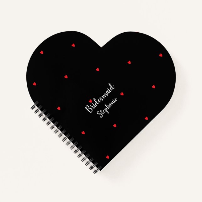 Bridesmaid Hochzeit rotes Herz Muster Coole Gesche Notizbuch (Vorderseite)