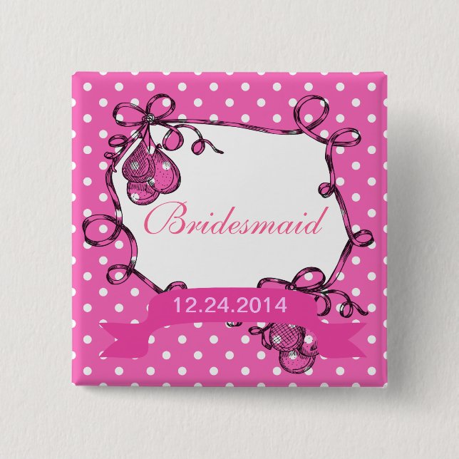 Bridesmaid-Hochzeitsknopf Button (Vorderseite)