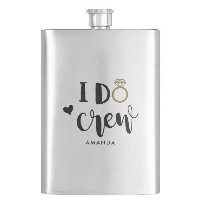 Bridesmaid I Crew Schwarzweiß Flasche Flachmann (Vorderseite)