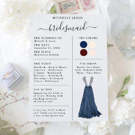 Bridesmaid Info Card Details Marine, Burgund, Elfe Einladung