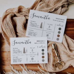 Bridesmaid Info Card, Modernes Brautparty Einladung
