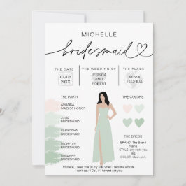 Bridesmaid Info Sage Color Palette Infografik Inv Einladung