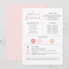 Bridesmaid-Informationen und Vorlage für die Vorsc