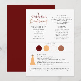 Bridesmaid-Informationen und Vorlage für die Vorsc