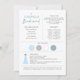 Bridesmaid-Informationen und Vorlage für die Vorsc