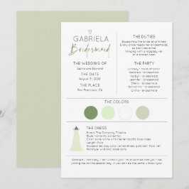 Bridesmaid-Informationen und Vorlage für die Vorsc