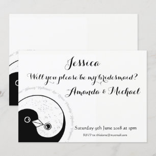 BRIDESMAID INVITE b/w taucht anpassbar Einladung