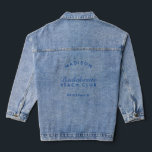 Bridesmaid Junggeselinnen-Abschied Bridal Wedding Jeansjacke<br><div class="desc">Diese Denim-Jacke ist nicht nur ein Kleidungsstück, sondern ein personalisierter Sake, der Ihrem Brautparty eine Touch edlen Charmes verleiht. Mit seinen individuell gestaltbaren Elementen können Sie ihn mit dem Namen der Brautjungfrau oder einer besonderen Botschaft personalisieren und so zu einem einzigartigen und gepflegten Teil Ihrer Hochzeitsfeier machen. Die komfortable und...</div>