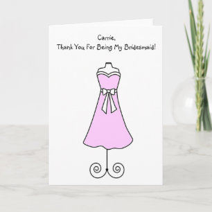Bridesmaid-Karte mit rosa Kleid Dankeskarte