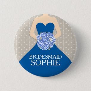 Bridesmaid königsblaues Kleid genannt Hochzeitskle Button