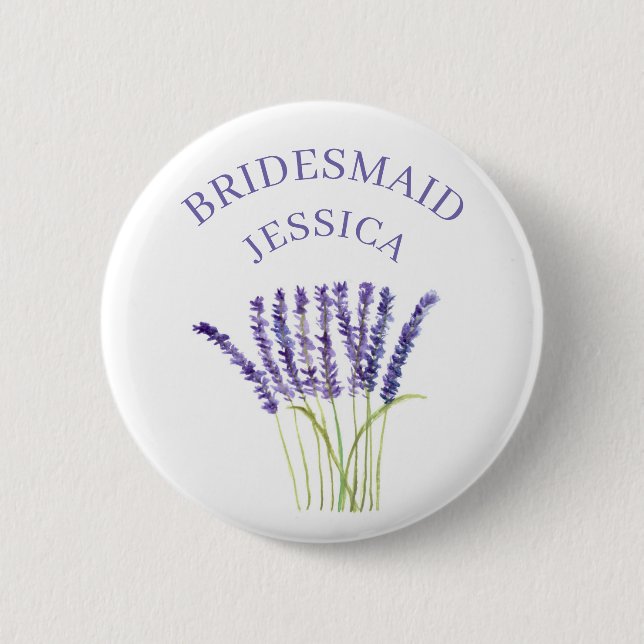 Bridesmaid Lavender Herb Aquarell lila Button (Vorderseite)