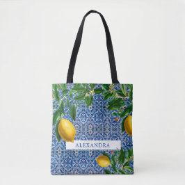 Bridesmaid Lemons Blue Tiles Personal