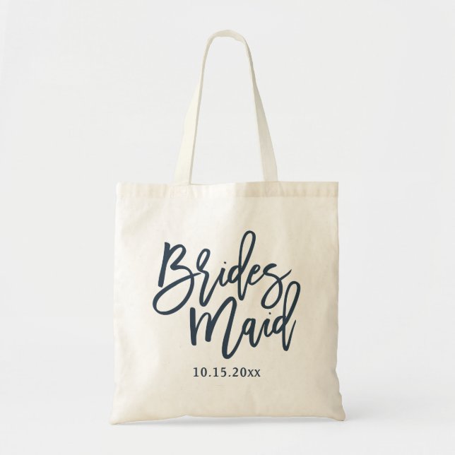 Bridesmaid Letting Script Navy Blue Tragetasche (Vorne)