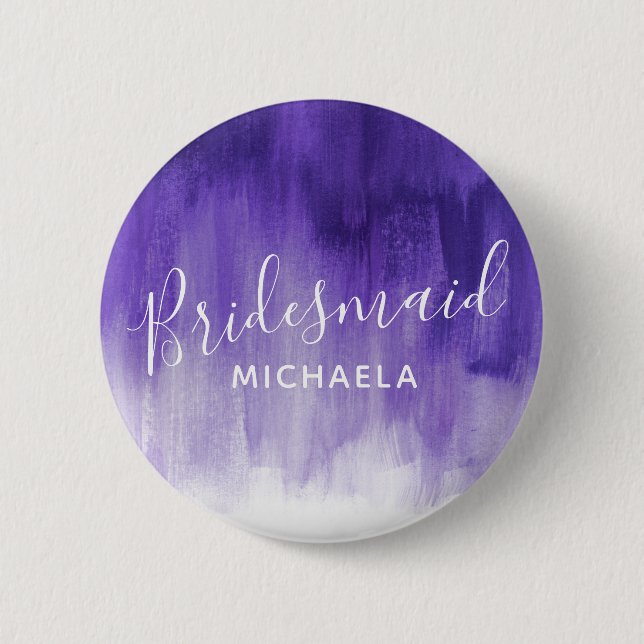 Bridesmaid lila abstrakte Kunst Hochzeitsknöpfe Bu Button (Vorderseite)