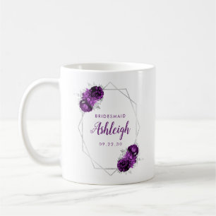 Bridesmaid Lila, geometrischer Silberrahmen für Fl Kaffeetasse