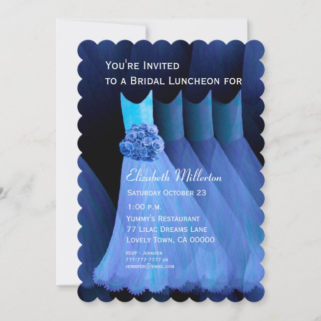Bridesmaid Luncheon Brunch Blue Dress V02 Einladung (Vorderseite)