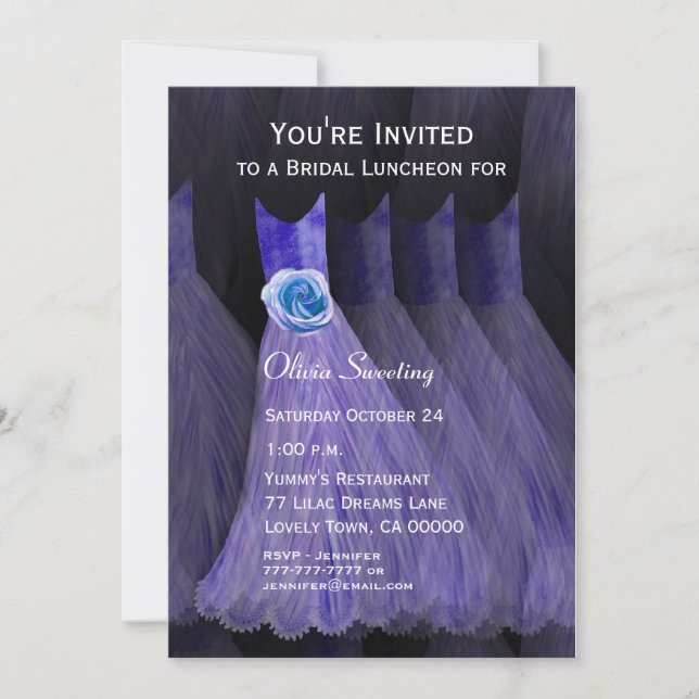 Bridesmaid Luncheon oder Brunch Lila Dress V01 Einladung (Vorderseite)
