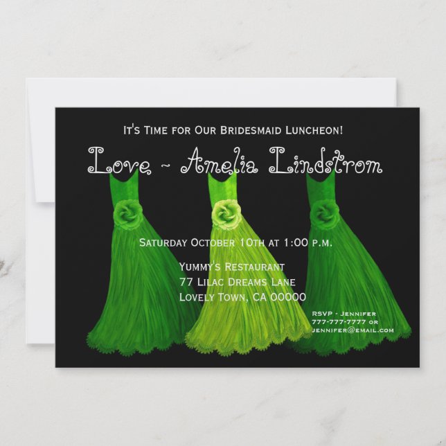 Bridesmaid Luncheon oder Brunch Lime Green Dates 2 Einladung (Vorderseite)