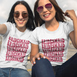 Bridesmaid Magenta Custom Matching Brautparty T-Shirt<br><div class="desc">Suchen Sie das passende Outfit für den Junggeselinnen-Abschied? Will du, Dinge ein wenig zu mischen und ein lustiges Thema Party zu haben? Dann schauen Sie sich nur unsere personalisierten magentafarbenen, rosafarbenen T - Shirt an! Unsere Shirts sind perfekt auf das Brautparty abgestimmt, sodass jeder gut aussehen wird und dabei viel...</div>