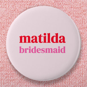Bridesmaid Minimal Rot und Rosa Bachelorette Button
