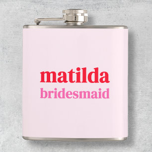 Bridesmaid Minimal Rot und Rosa Bachelorette Flachmann