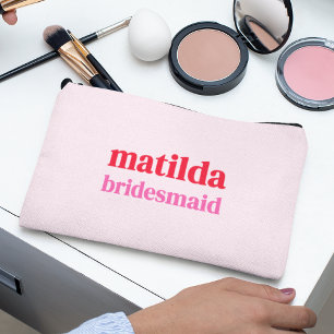 Bridesmaid Minimal Rot und Rosa Bachelorette Zubehörtasche