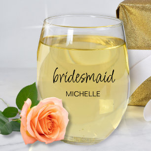 Bridesmaid Minimalistisch Moderne Skriptbezeichnun Weinglas Ohne Stiel