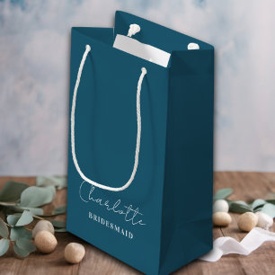 Bridesmaid   Minimalistisches Script Canoe Blue Kleine Geschenktüte