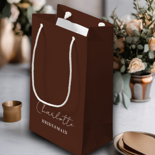 Bridesmaid   Minimalistisches Skript Brown Kleine Geschenktüte