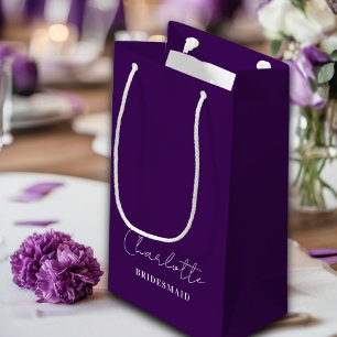 Bridesmaid Minimalistisches Skript Lila Kleine Geschenktüte