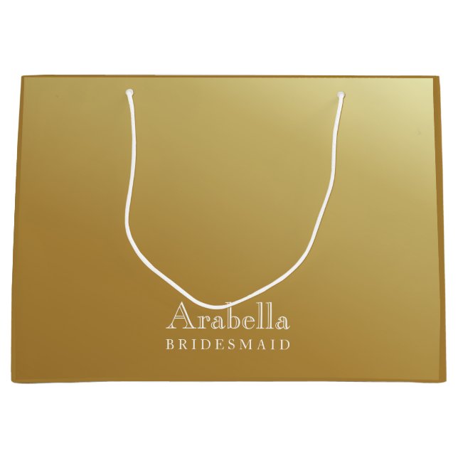 Bridesmaid | Modern Glamour Ombre Gold Large Große Geschenktüte (Vorderseite)