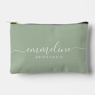 Bridesmaid Modern Minimal Script Sage Zubehörtasche