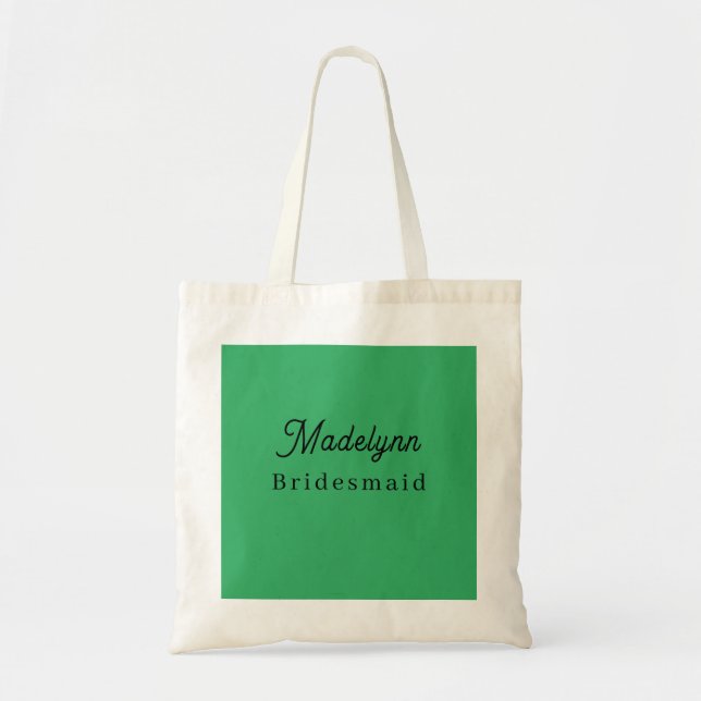 Bridesmaid Modern Minimalistisch Green Tote Bag Tragetasche (Vorne)