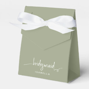 Bridesmaid Modern Minimalistisch Script Sage Green Geschenkschachtel