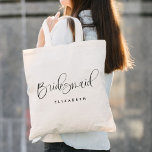 Bridesmaid Moderne Kalligrafie Hochzeit Tragetasche<br><div class="desc">Bridesmaid Moderne Kalligrafie Wedding Tote Tag bietet Spaß und hübsche Kalligraphie,  zusammen mit dem personalisierten Namen.</div>