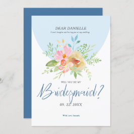 Bridesmaid Moderne Typografie Delikate Blume Einladung