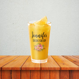 Bridesmaid | Modernes, florales Personalisiert Schnapsglas