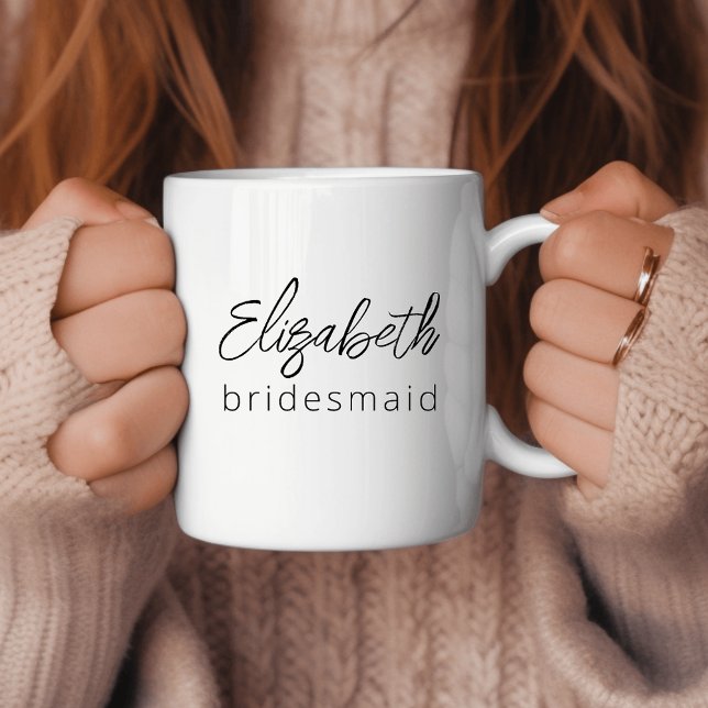 Bridesmaid Modernes Minimalistisches Drehbuch Bach Kaffeetasse (Von Creator hochgeladen)
