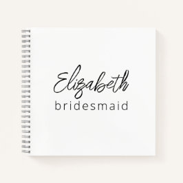 Bridesmaid Modernes Minimalistisches Drehbuch Bach Notizbuch