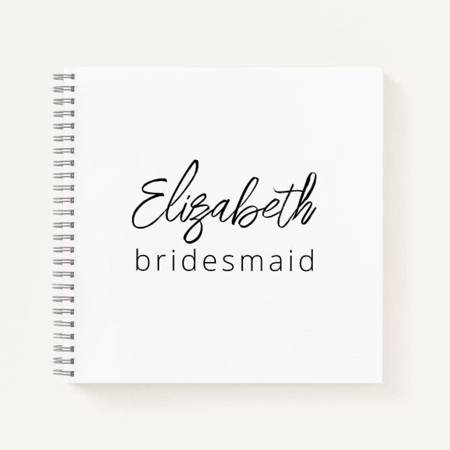 Bridesmaid Modernes Minimalistisches Drehbuch Bach Notizbuch (Vorderseite)