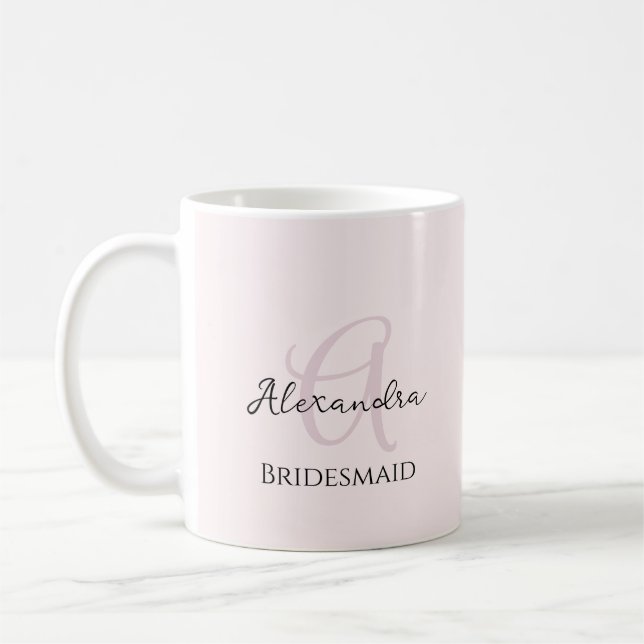 Bridesmaid Modernes Minimalistisches Monogramm Ros Kaffeetasse (Links)