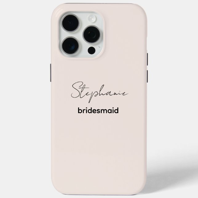 Bridesmaid | Modernes Minimalistisches Script Rosa Case-Mate iPhone Hülle (Rückseite)