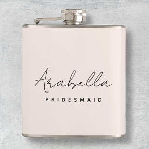 Bridesmaid   Modernes Minimalistisches Script Rosa Flachmann