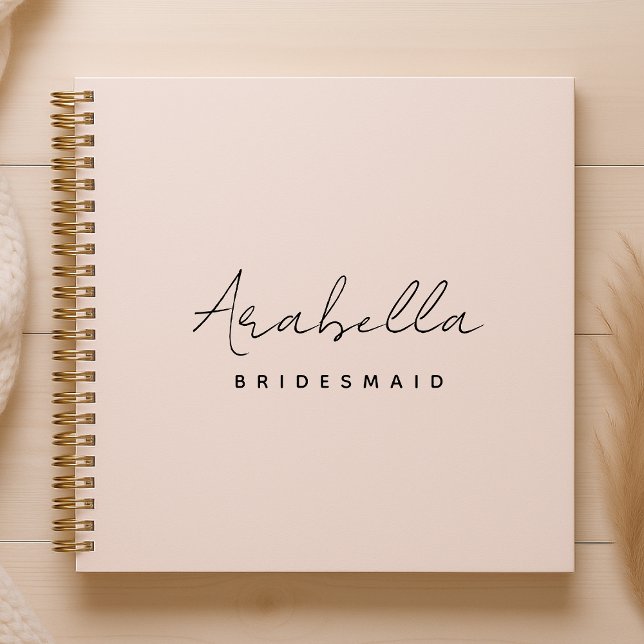 Bridesmaid | Modernes Minimalistisches Script Rosa Notizbuch (Von Creator hochgeladen)